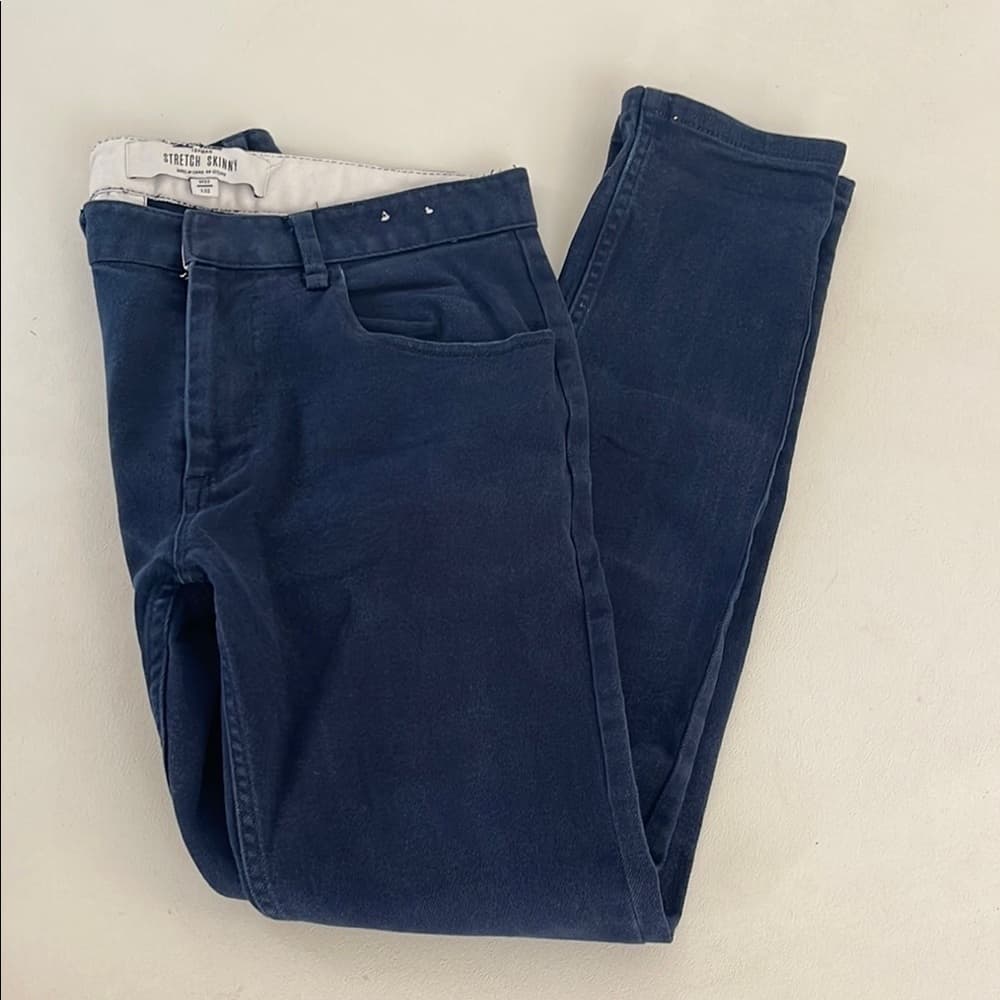 Topman stretch skinny Men's Blue Jeans - Thumbnail 2