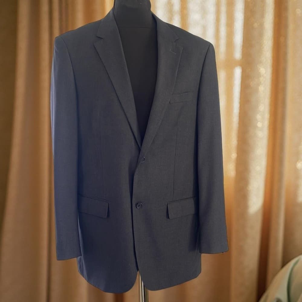 Giorgio Fiorelli Black Suit - Super 150 Italian Made Dark Charcoal 44L 36/32 - Thumbnail 6