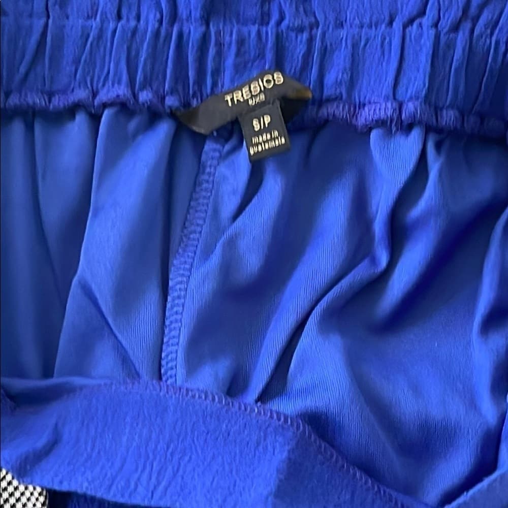 Tresics Luxe Blue summer Pants 100% cotton with Gray Tie Waist - size S,M.L - Thumbnail 4