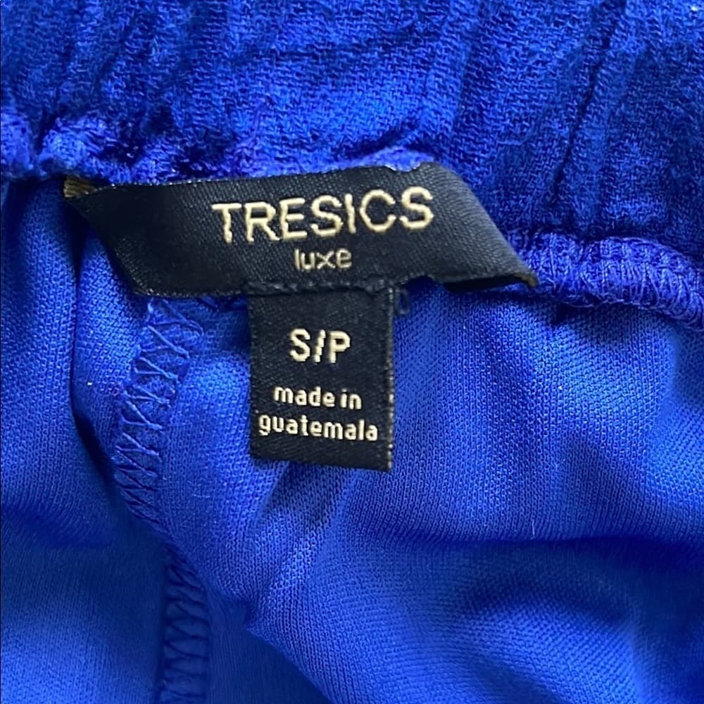 Tresics Luxe Blue summer Pants 100% cotton with Gray Tie Waist - size S,M.L - Thumbnail 2