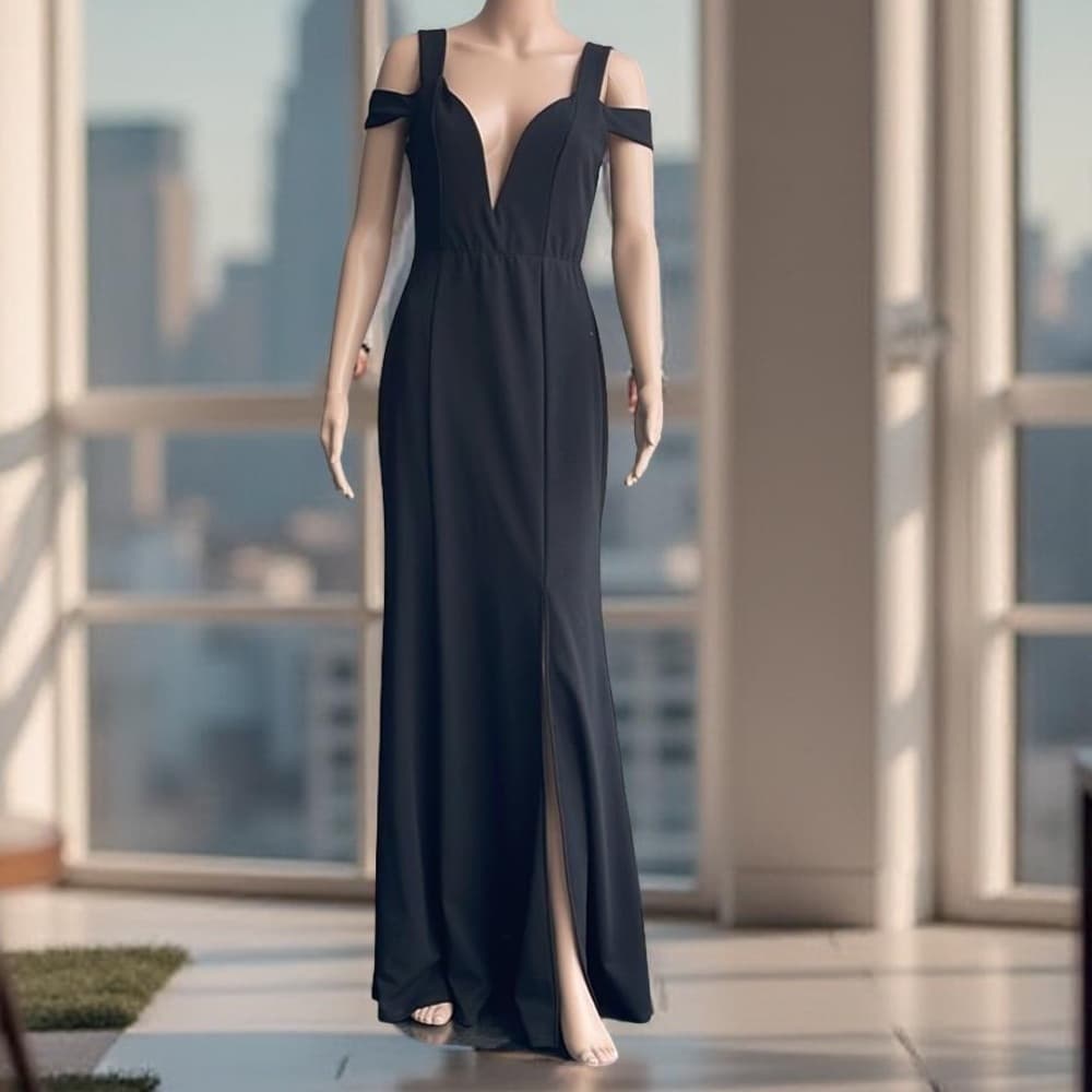 Karen-T Elegant Black Evening Gown Size S/M - Thumbnail 3
