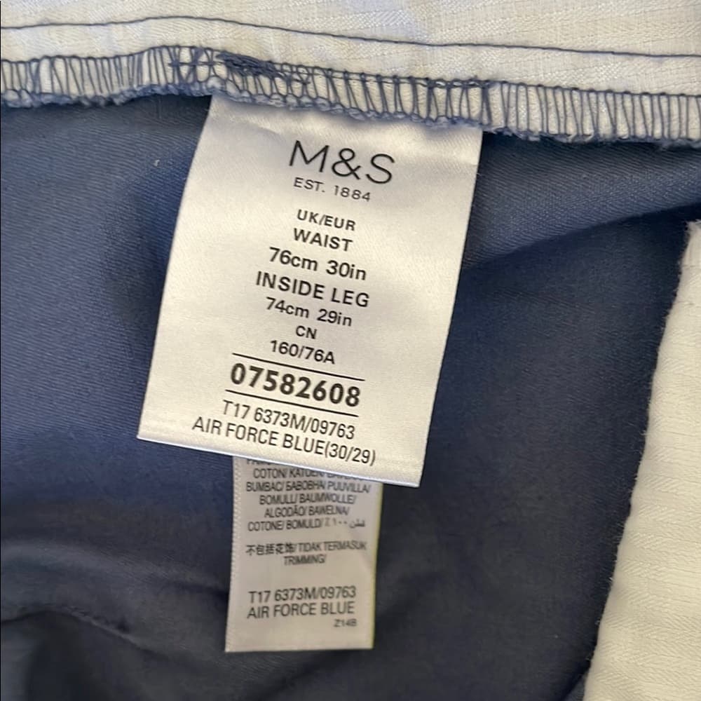 M&S Men's Blue Pants - size 30x29 - Thumbnail 2
