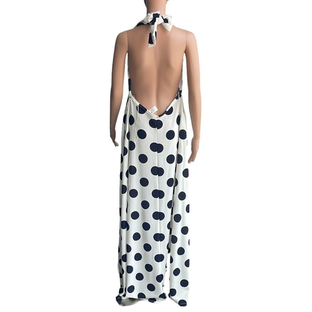 Karen T Design - White and Black Polka Dot Maxi Dress Size M - Thumbnail 3