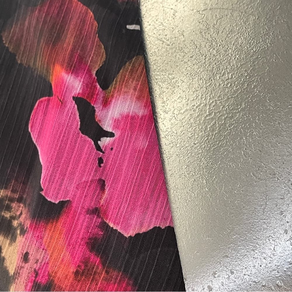 Bar III Black Blouse with Pink Floral Tie-Front - Thumbnail 2