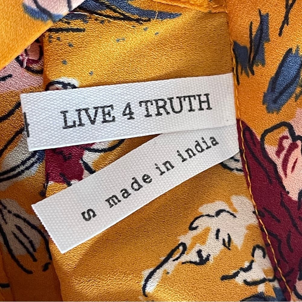 Live 4 Truth Mustard Floral Choker V-Neck Crop Blouse - Thumbnail 3