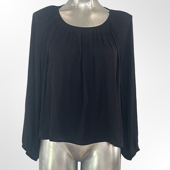 a new day Black Long-Sleeve Scoop Neck Pleated Blouse - Thumbnail 5