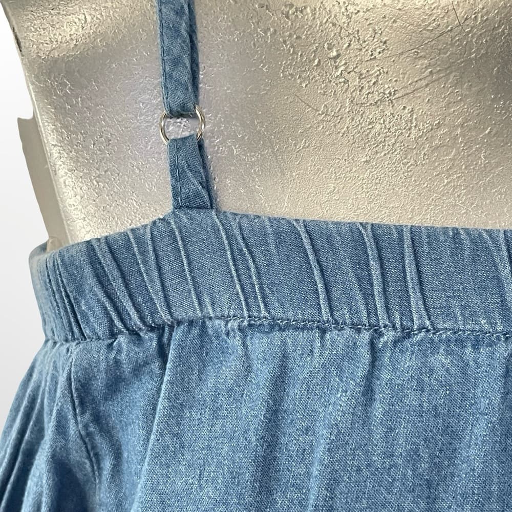 Denim Blue Off-Shoulder Bell Sleeve Top - Thumbnail 2