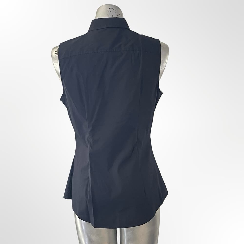 Banana Republic Sleeveless Navy Pintuck Button-Front Blouse NWT - Thumbnail 2