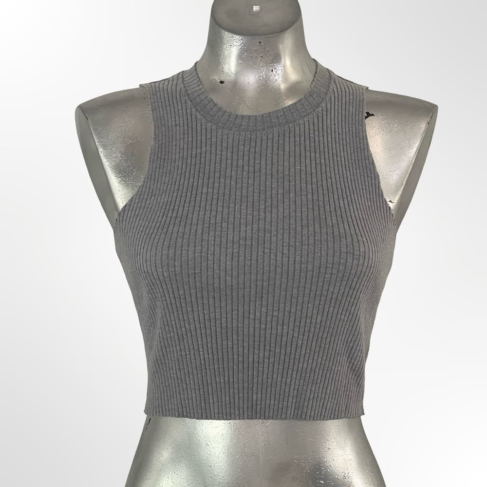 Topshop Gray Ribbed Cropped Tank in size 6 - Thumbnail 4