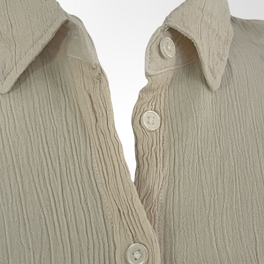 H&M Cream Button-Down Long Sleeve Shirt - Thumbnail 2