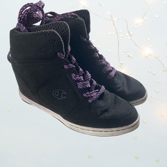 Champion Women's Black and Purple High-Top Sneakers in size 7 - Thumbnail 8