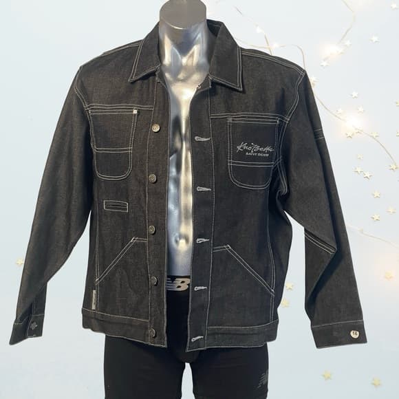 Kno Betta Lion Men's Black Denim Jacket in size L - NWOT - Thumbnail 7
