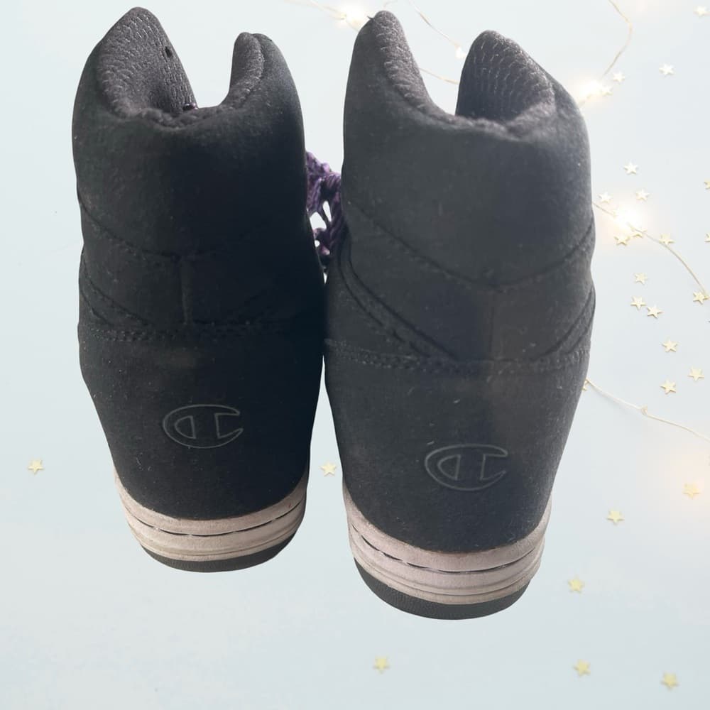 Champion Women's Black and Purple High-Top Sneakers in size 7 - Thumbnail 3