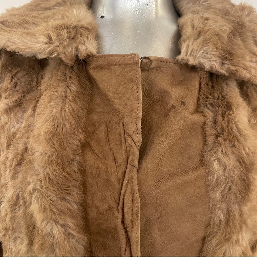 Vintage Brown Faux Fur Coat - Women's Jacket - Thumbnail 6