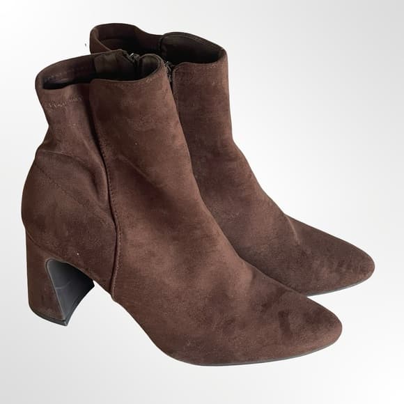Women's Suede Ankle Boots - Elegant Block Heel size 9.5 - Thumbnail 7