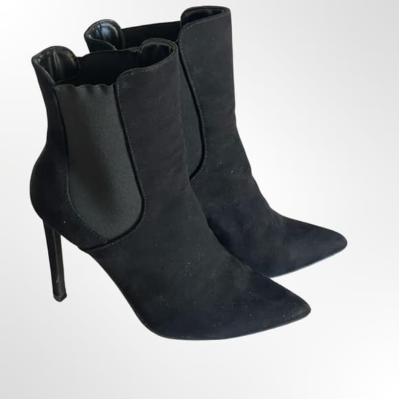 Black Suede Pointed-Toe Stiletto Ankle Boots in size 8 - Thumbnail 8