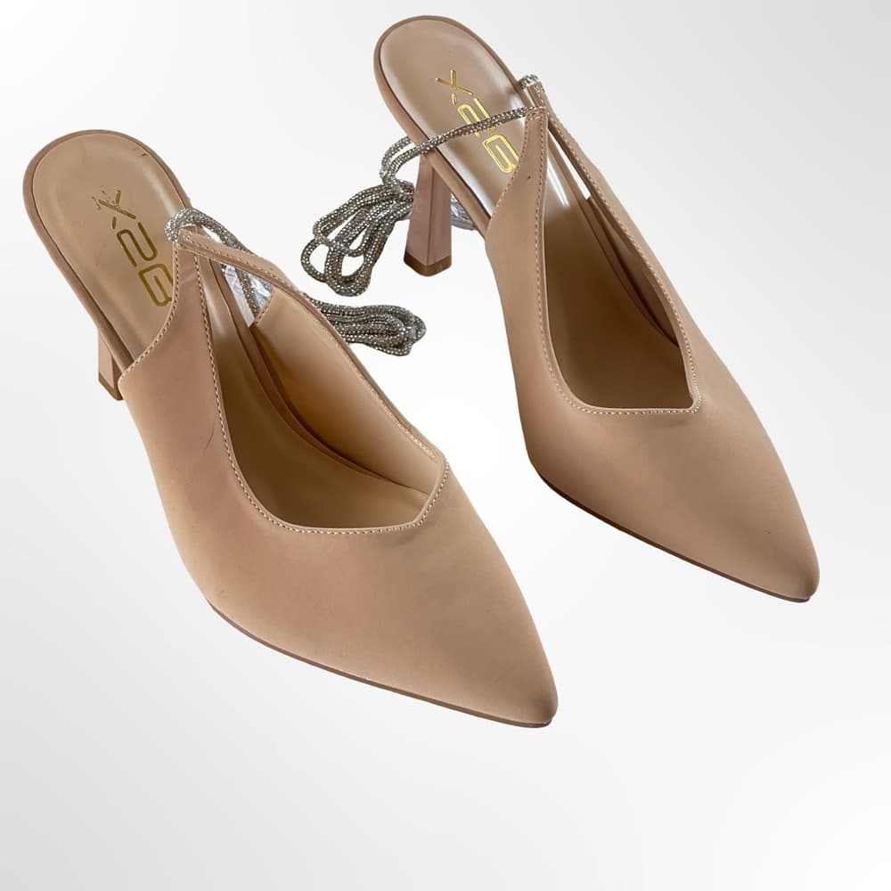X2B Women's Pointed Toe Slingback Heels w Silver Lace NWOT - Thumbnail 7