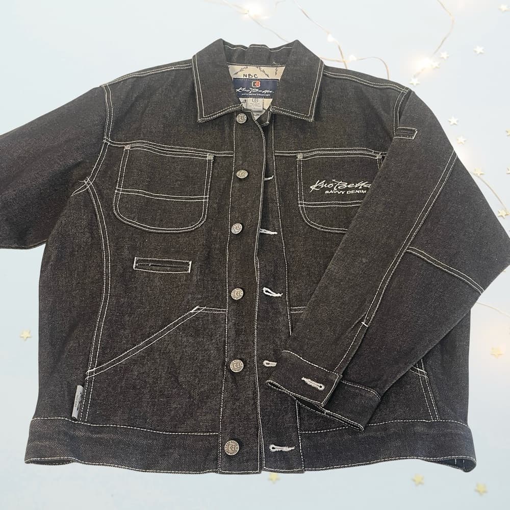 Kno Betta Lion Men's Black Denim Jacket in size L - NWOT - Thumbnail 2