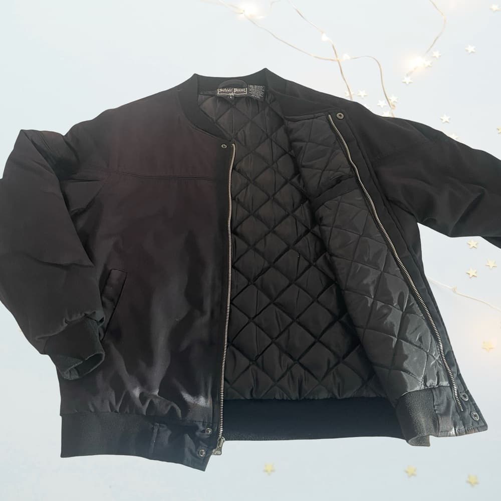 Vintage Barry Dolan Mens Black Quilted Bomber Jacket size 48 - Thumbnail 2