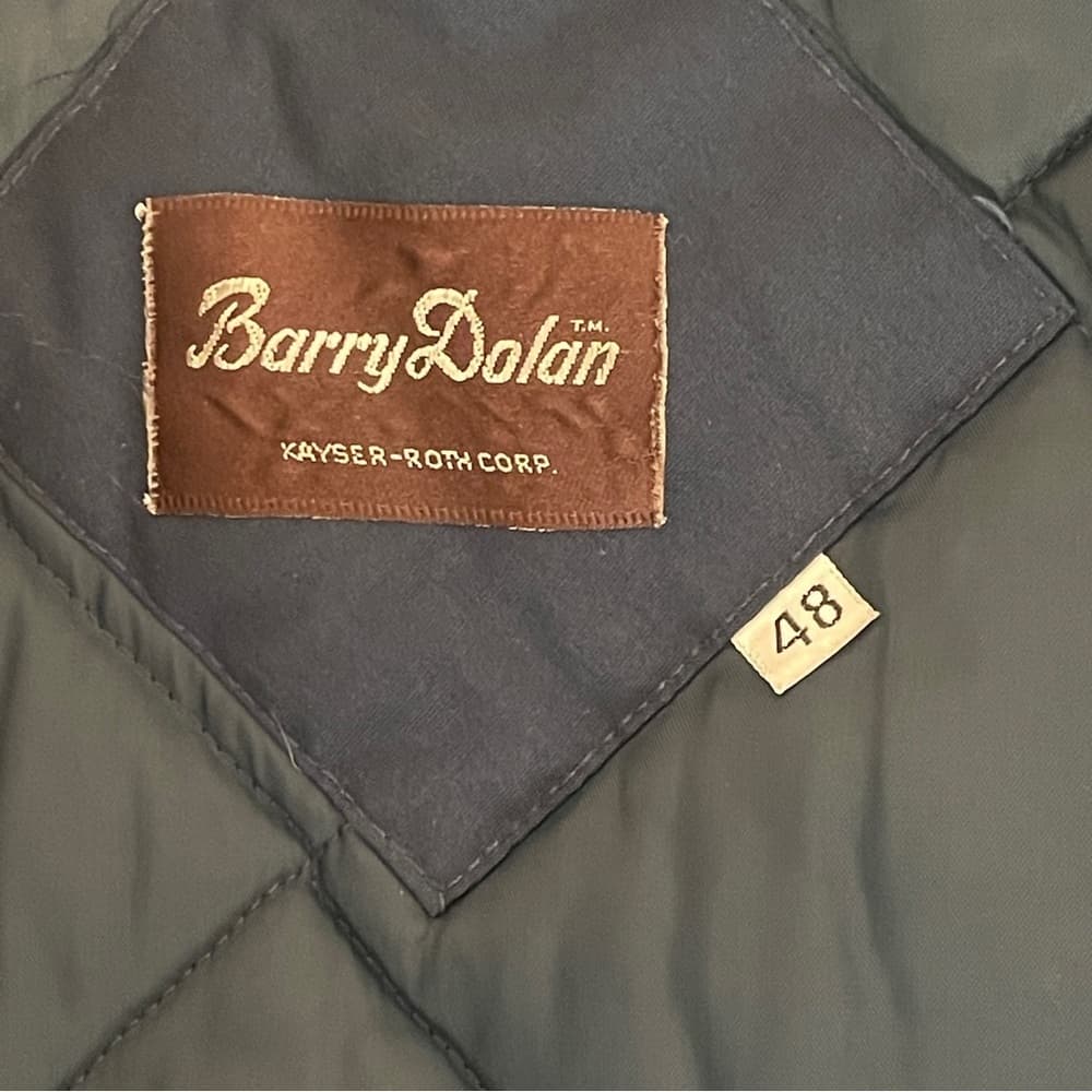 Vintage Barry Dolan Mens Black Quilted Bomber Jacket size 48 - Thumbnail 3