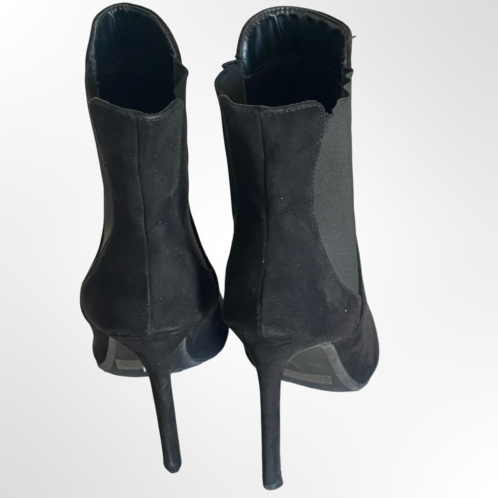 Black Suede Pointed-Toe Stiletto Ankle Boots in size 8 - Thumbnail 3