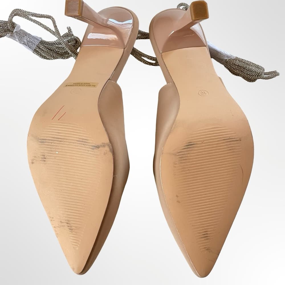 X2B Women's Pointed Toe Slingback Heels w Silver Lace NWOT - Thumbnail 6