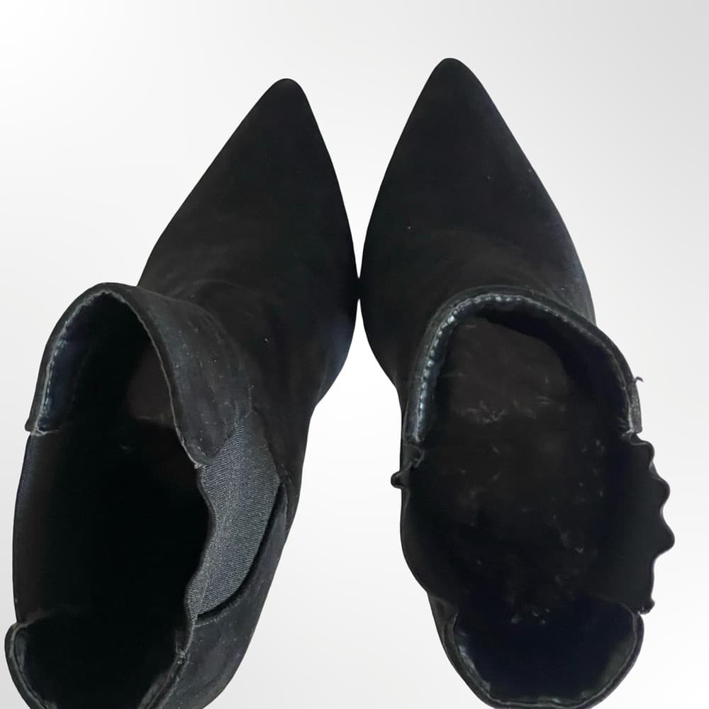 Black Suede Pointed-Toe Stiletto Ankle Boots in size 8 - Thumbnail 4