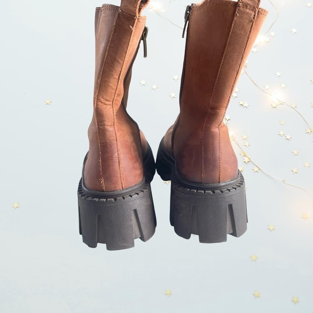Steve Madden Chunky Brown Leather Ankle Boots size 5M - Thumbnail 5