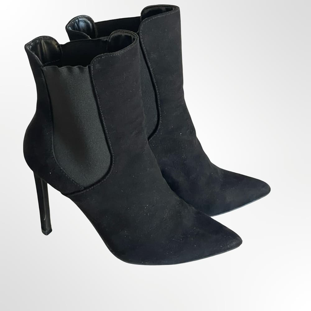 Black Suede Pointed-Toe Stiletto Ankle Boots in size 8 - Thumbnail 7