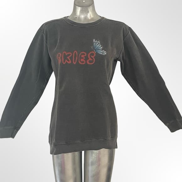 Thick Grey Crewneck Sweater with cool graphics in size M-L - Thumbnail 6