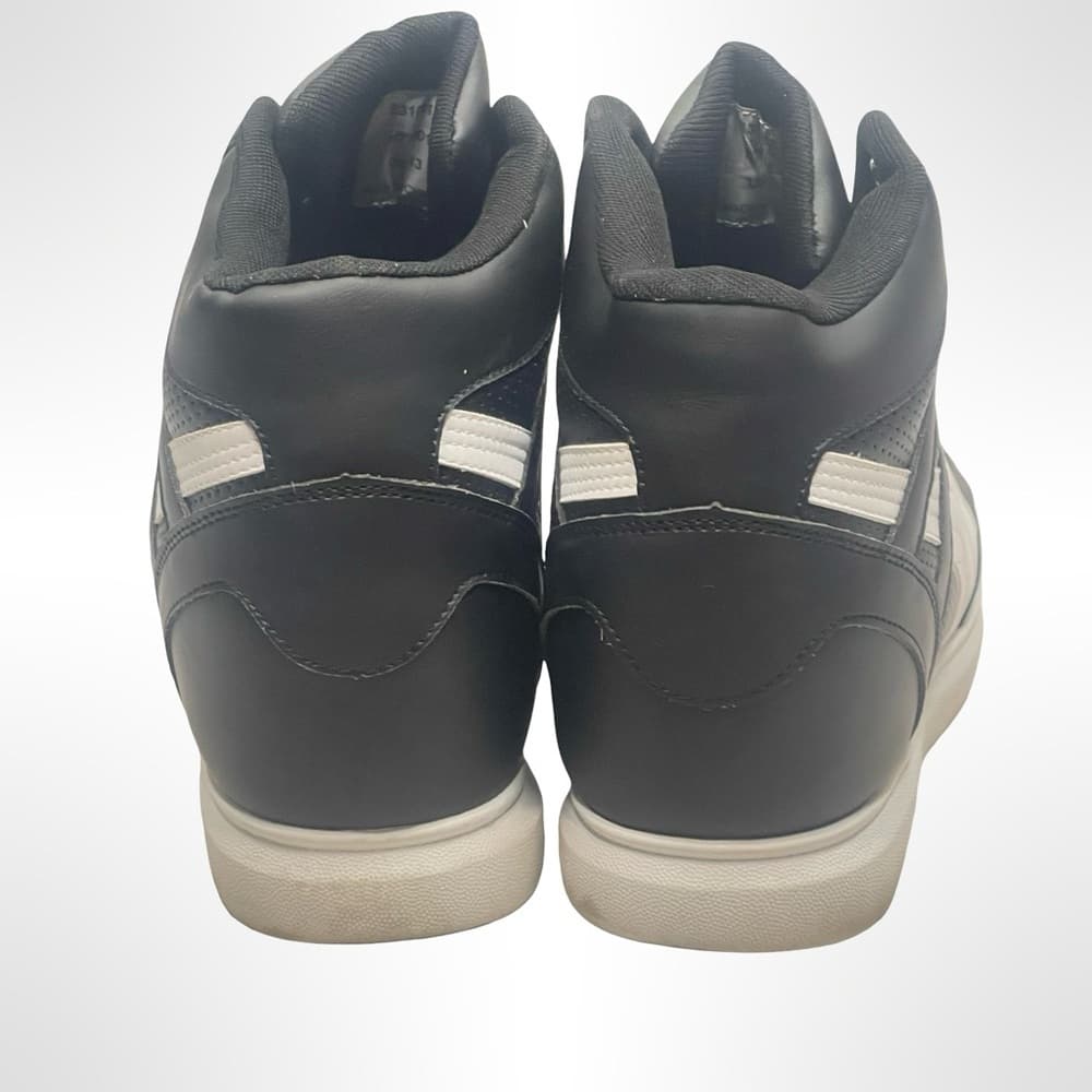 Calto Men's Black and White High-Top Height Raising Sneakers - Thumbnail 2