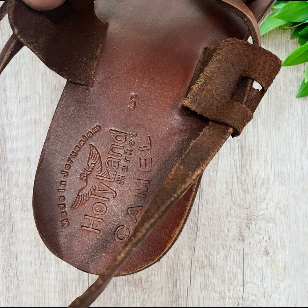 Camel "Jesus" Brown Leather Sandals size 11.5/12 - Thumbnail 2