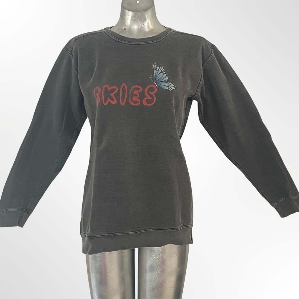 Thick Grey Crewneck Sweater with cool graphics in size M-L - Thumbnail 5