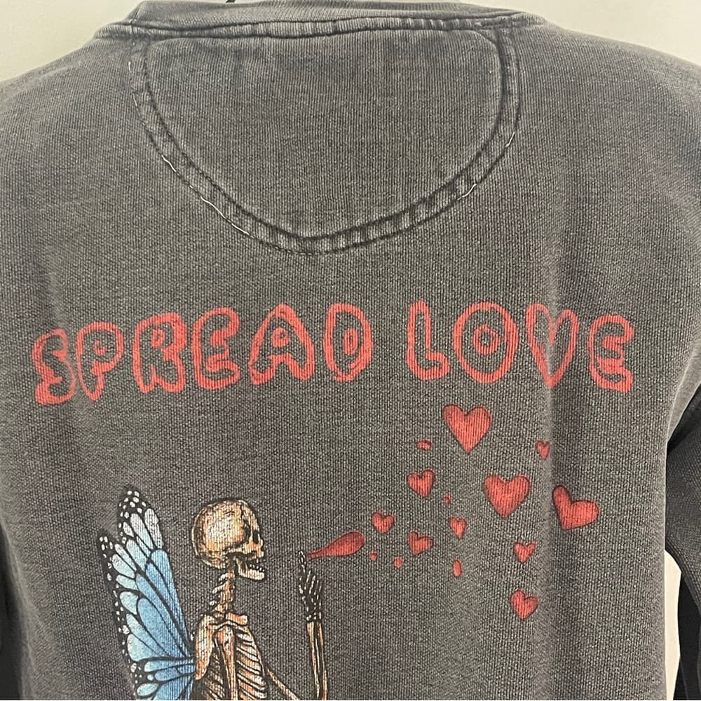 Thick Grey Crewneck Sweater with cool graphics in size M-L - Thumbnail 3