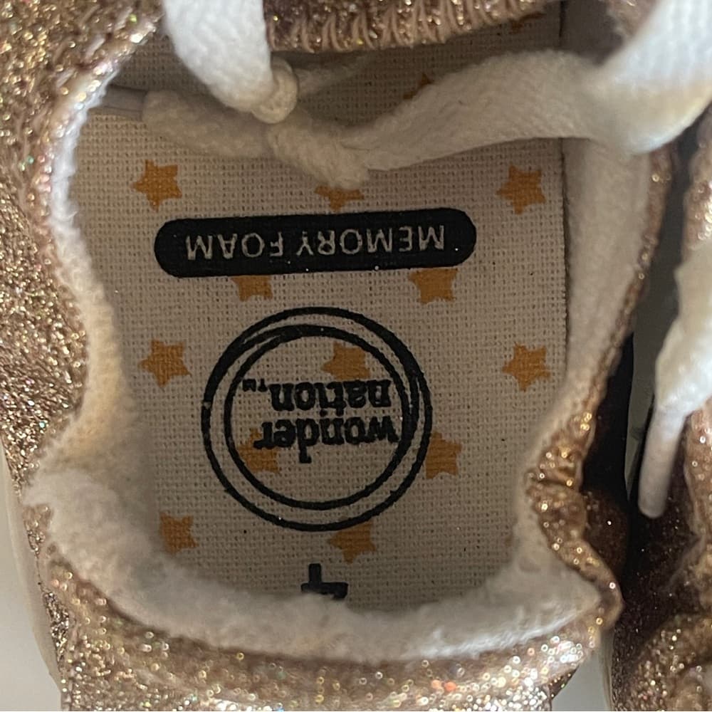 wonder nation Glitter Lace-Up Sneakers in Gold&White size 4 - Thumbnail 5
