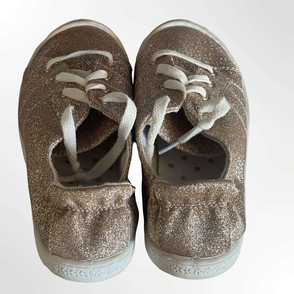 wonder nation Glitter Lace-Up Sneakers in Gold&White size 4 - Thumbnail 2
