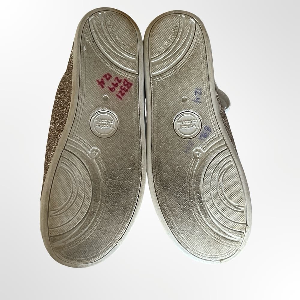 wonder nation Glitter Lace-Up Sneakers in Gold&White size 4 - Thumbnail 4