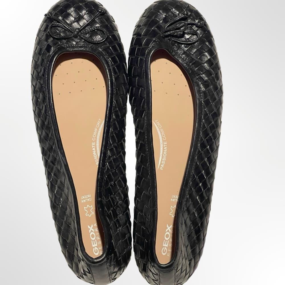 GEOX Women's Black Woven Ballet Flats with Bow in size 39 NWOT - Thumbnail 4