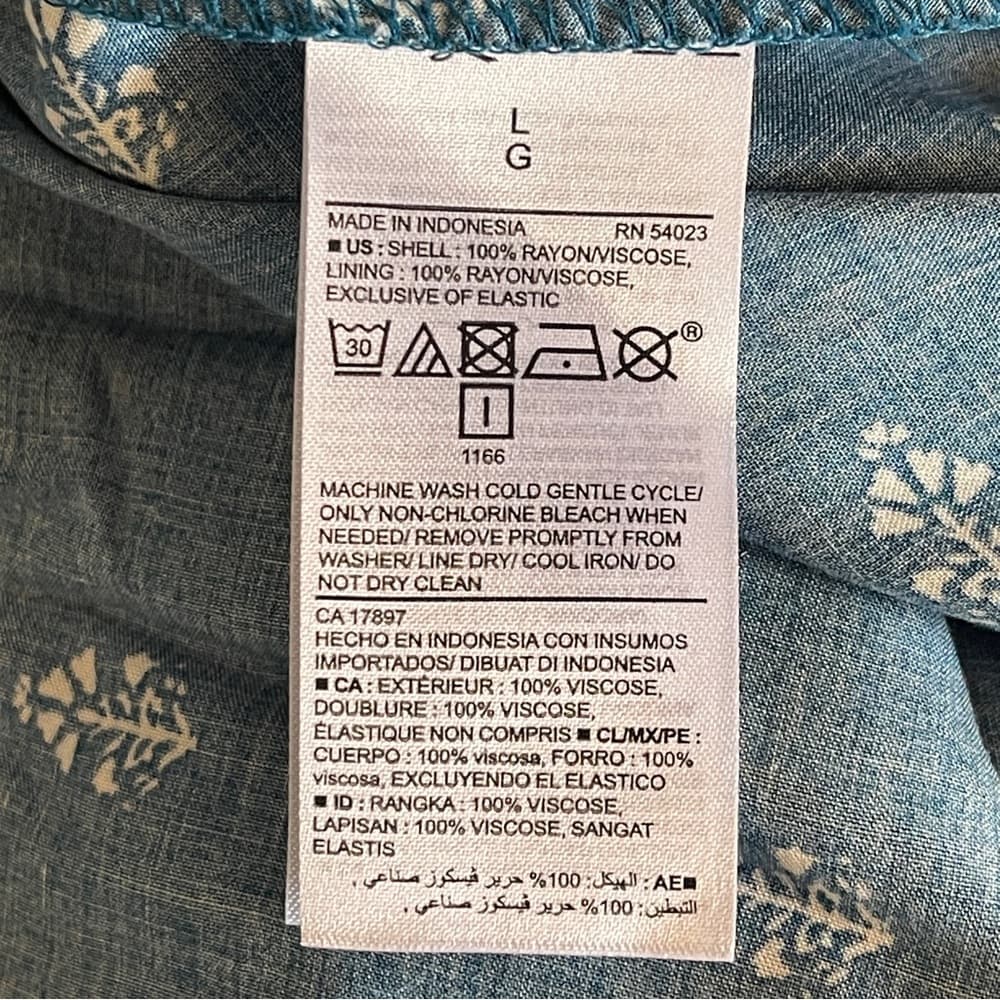 Old Navy Teal Blue Printed Smocked Top - Thumbnail 5
