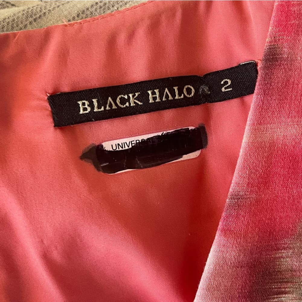 Black Halo Coral and Multicolor Abstract Midi Dress in size 2 - Thumbnail 4