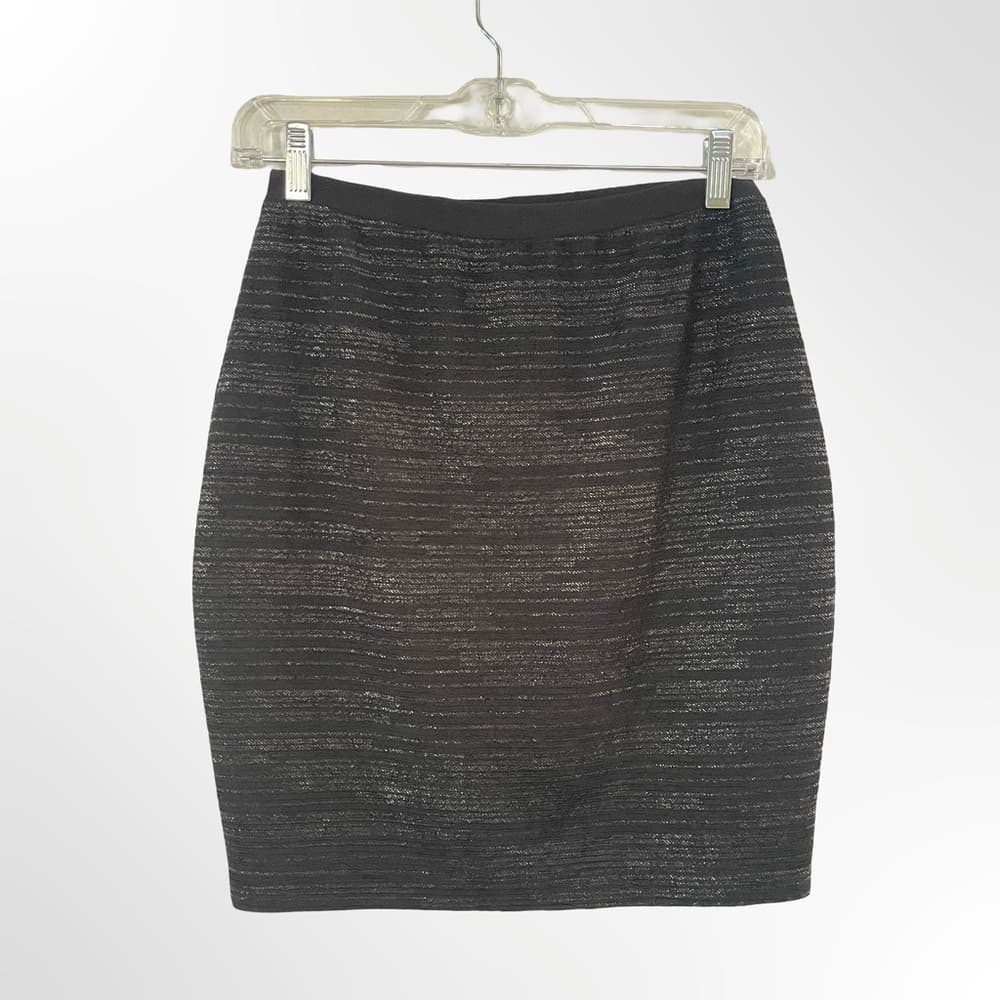 Unbranded Classic Black Metallic-Striped Mini Skirt - size M - Thumbnail 3