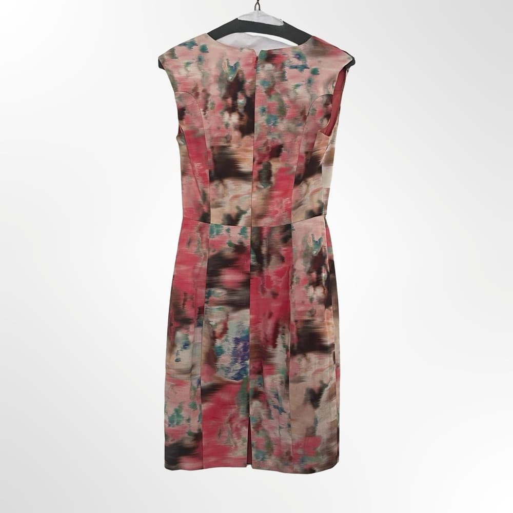 Black Halo Coral and Multicolor Abstract Midi Dress in size 2 - Thumbnail 3