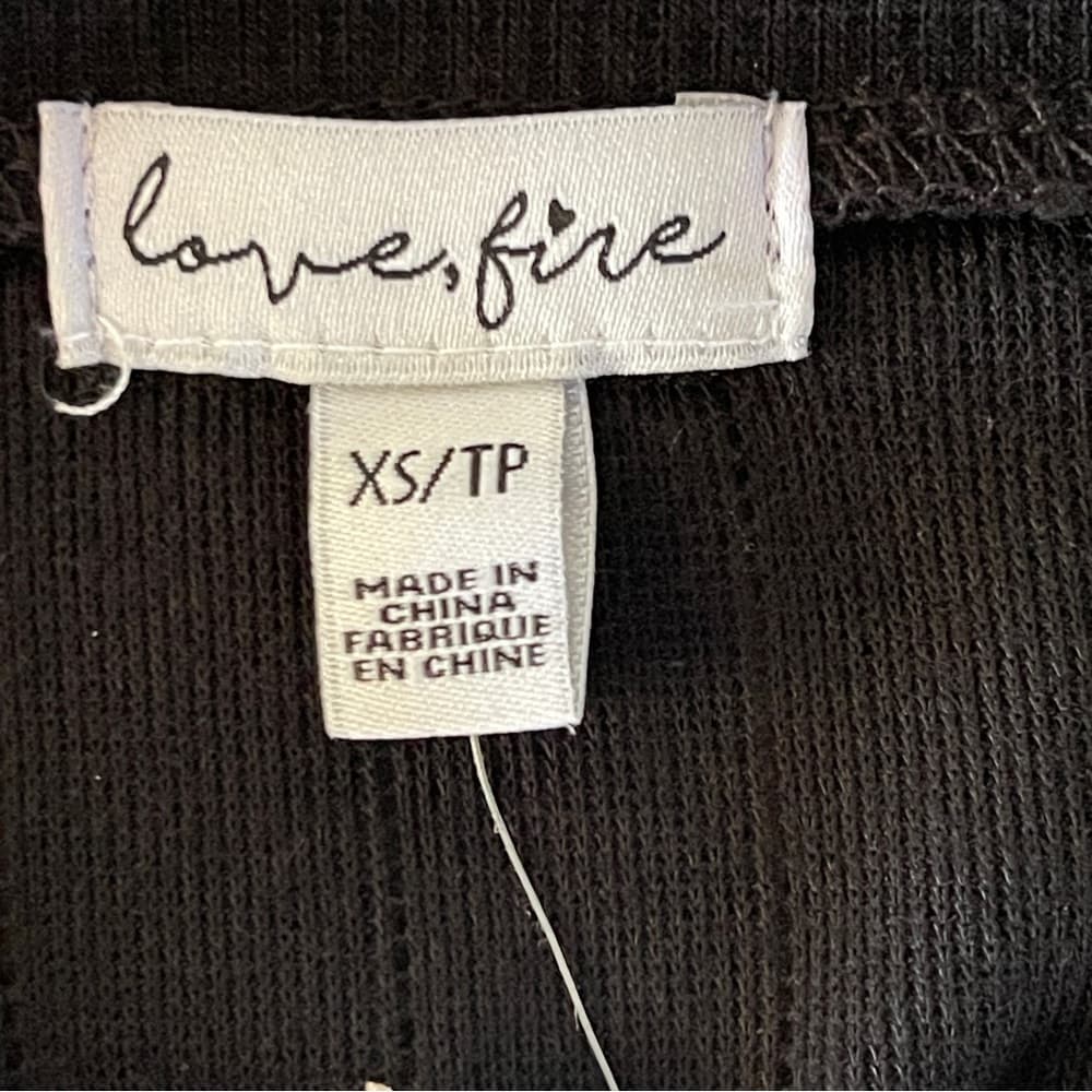 love, Fire Black Ribbed Crop Top with Tie Sides XS NWT - Thumbnail 2