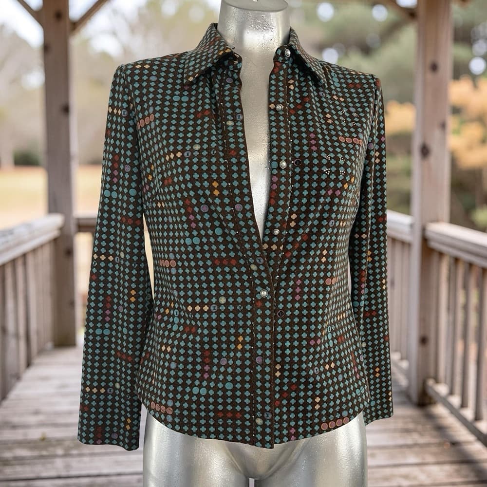 Vintage Stylish Green Polka Dot Women's Jacket in size M - Thumbnail 7