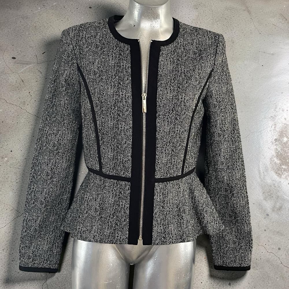 DKNY Black and Gray Textured Blazer in Size 6 - NWOT - Thumbnail 8