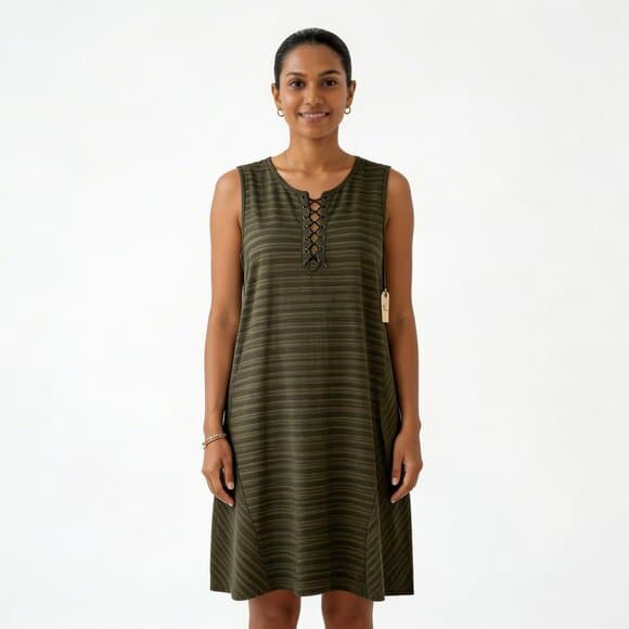 Liz Claiborne Olive Green Knit Top with V-Neck - Thumbnail 6
