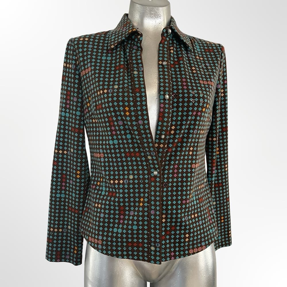 Vintage Stylish Green Polka Dot Women's Jacket in size M - Thumbnail 3