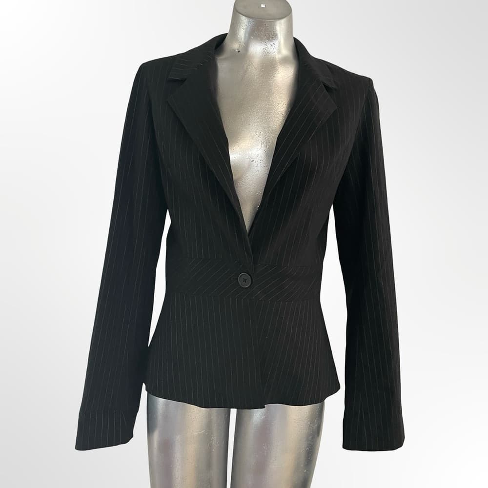 Split Women's Black Pinstripe Blazer in size L - Thumbnail 7