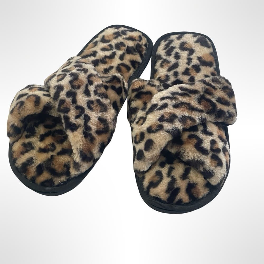 Unbranded Leopard Print Fuzzy Slippers M - Thumbnail 5
