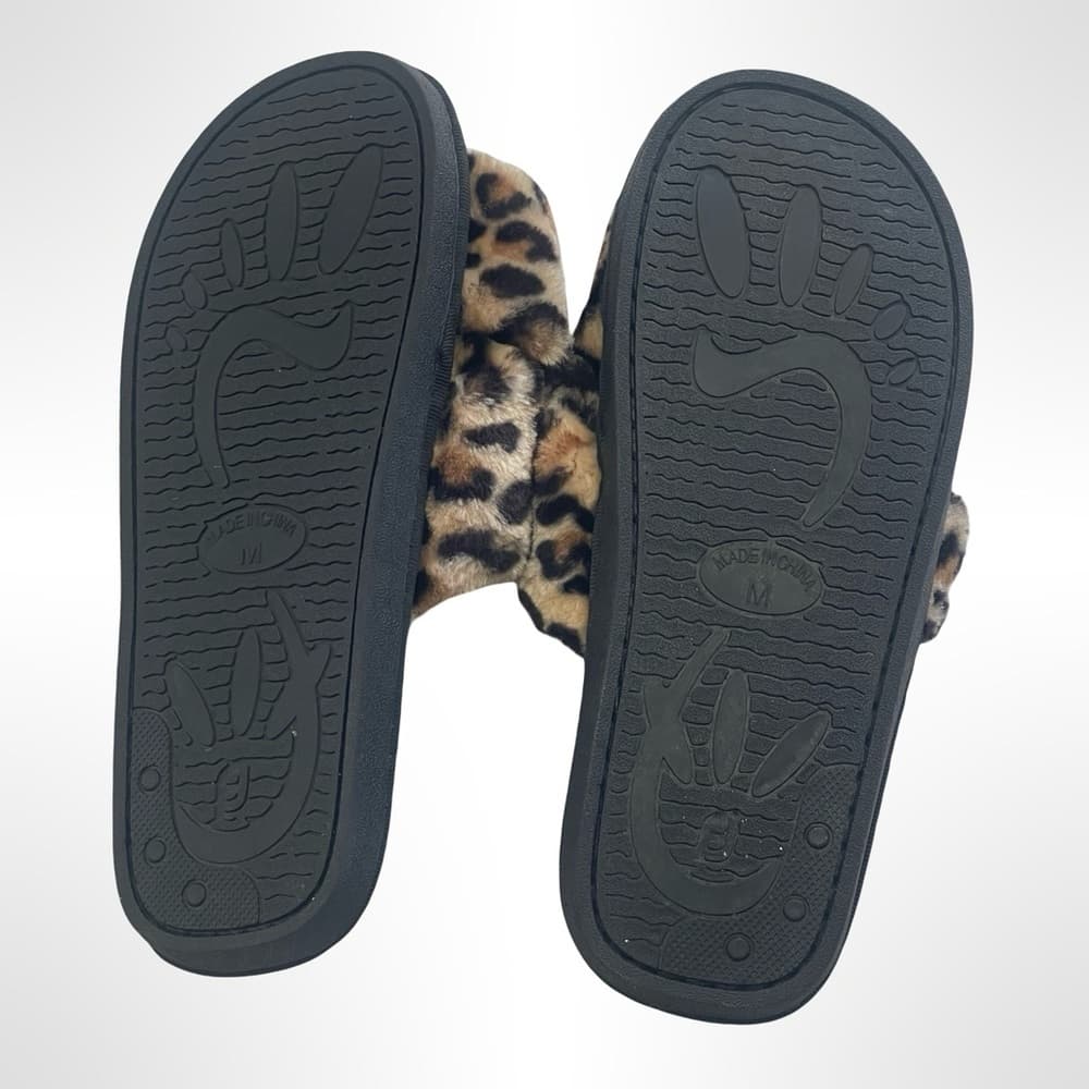 Unbranded Leopard Print Fuzzy Slippers M - Thumbnail 2